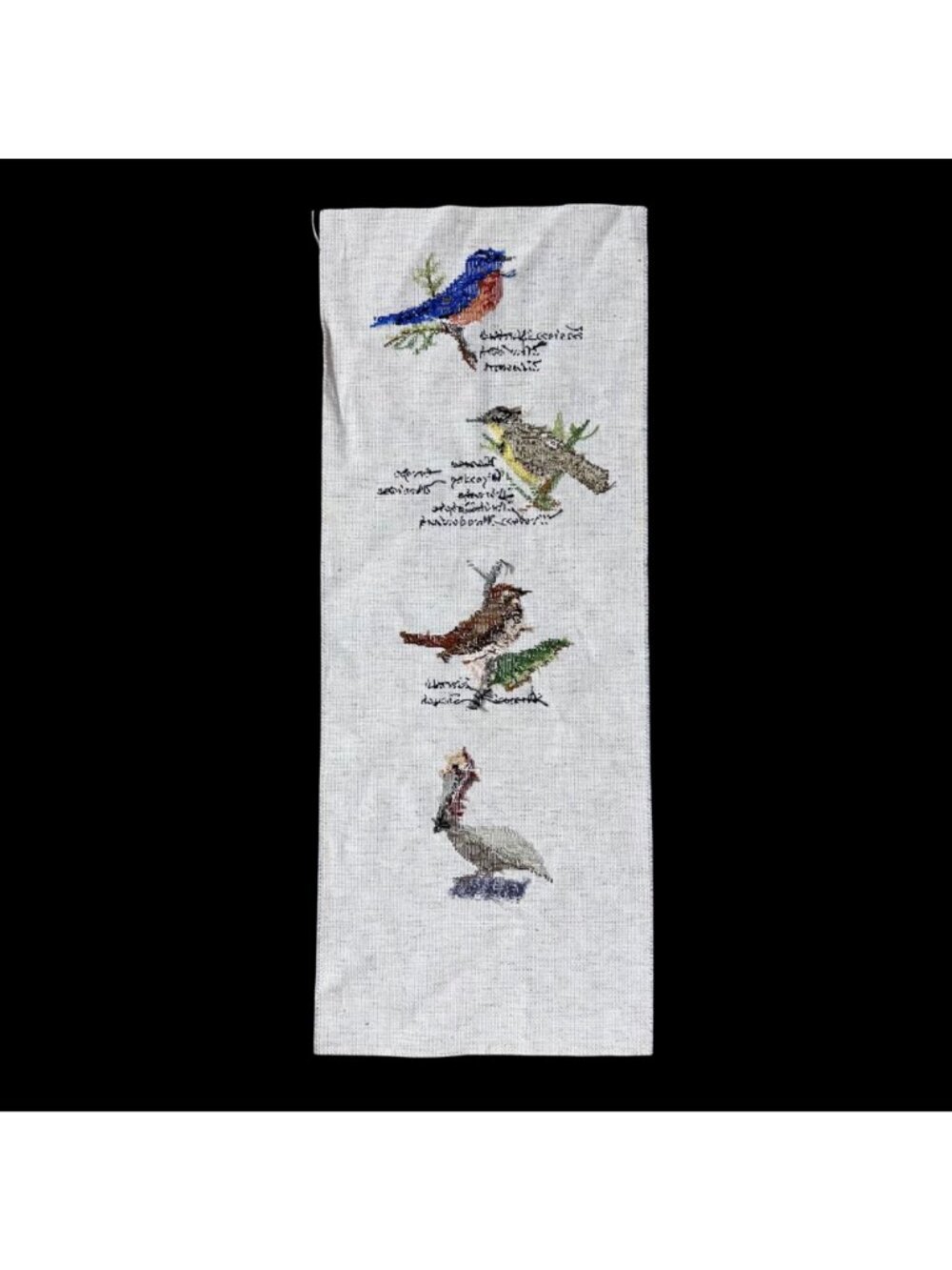 Vintage State Bird Cross Stitch Panel Fiber Art Handmade Retro Unfinished - Picture 3 of 6